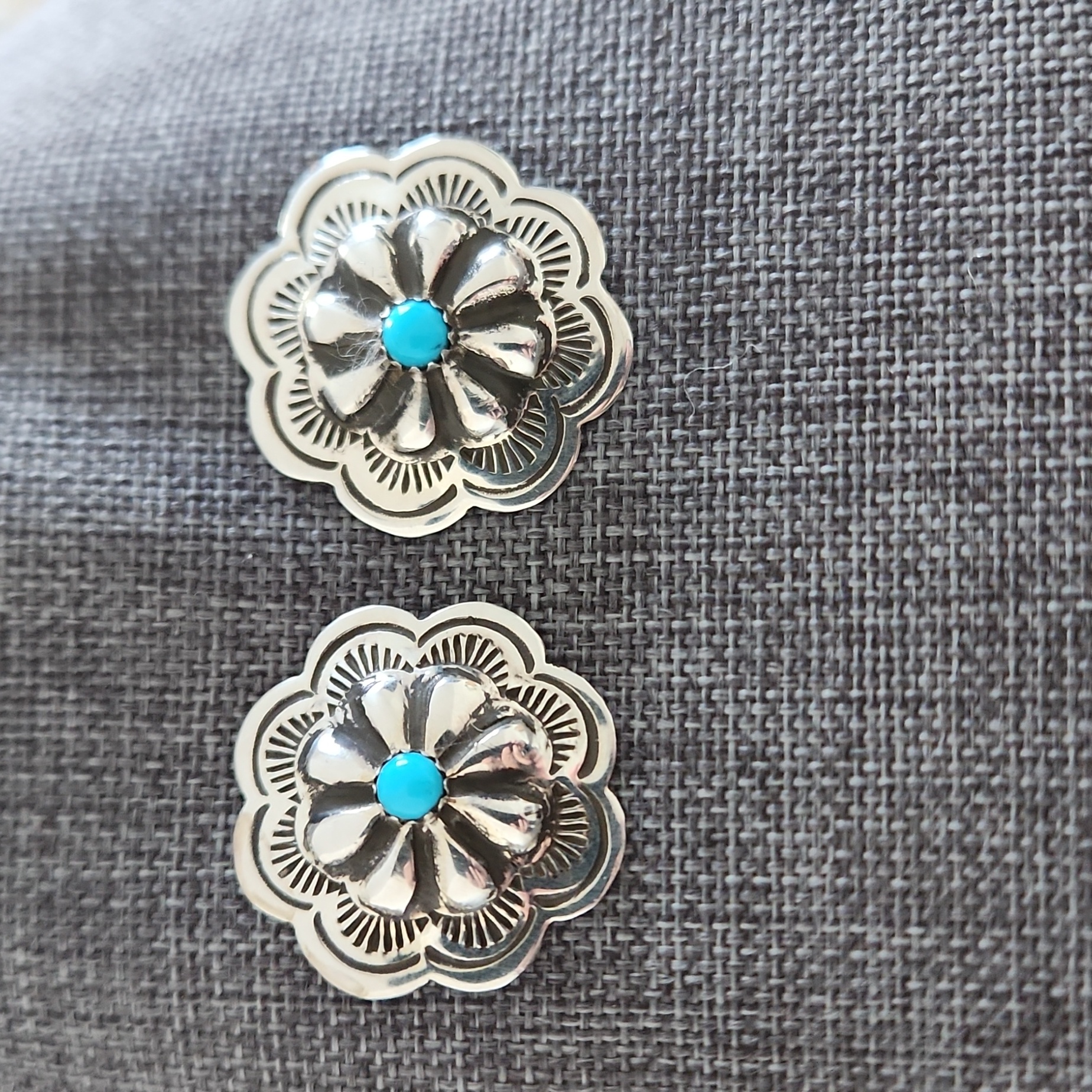 Nwot Native American Navajo Handmade Turquoise & Sterling Earrings